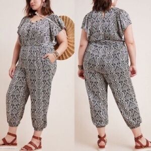 NWT Anthropologie Black and White Zadie Jumpsuit sz 16W